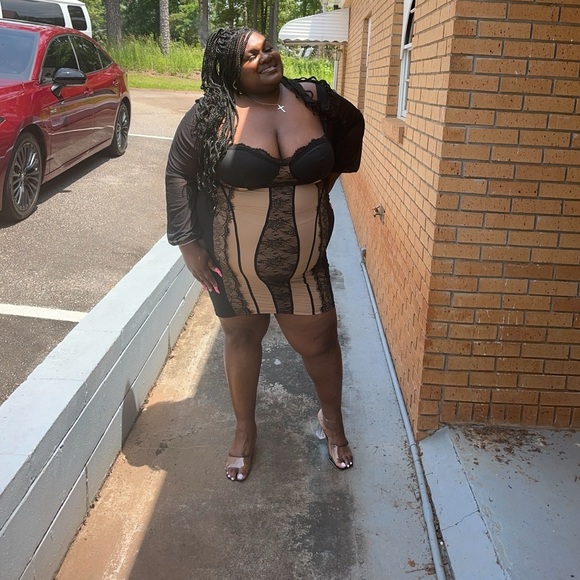 SHEIN Plus Color Block Lace Patchwork Dress - Picture 6 of 7